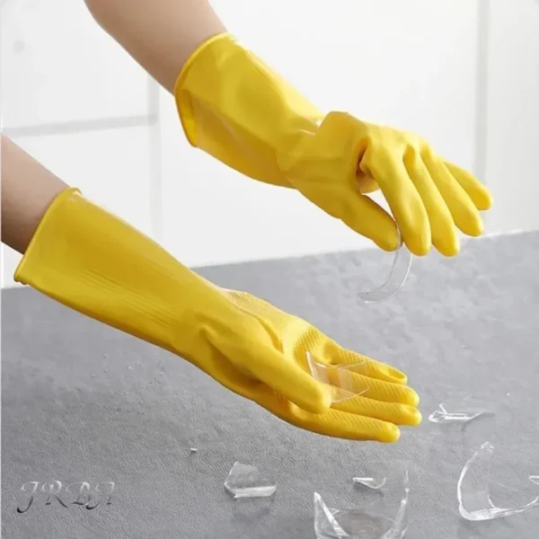 Latex Dishwashing Gloves Women's Waterproof Household Kitchen Washing Bowl Washing Clothes Vegetable Cleaning Household - Image 3