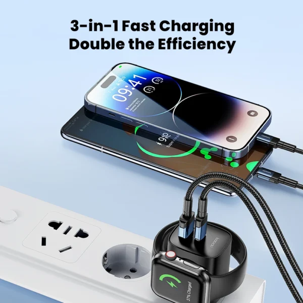 Toocki 3 in 1 Fast Charge Apple Watch Charger USB C Super Charge GaN PD 20W Phone EU Charger For Iphone16 Samsung Huawei Xiaomi - Image 4