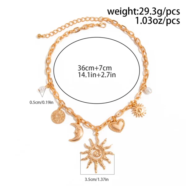 Ingemark 2025 Faddish Vintage Heart Sun Moon Pendant Necklace Trendy Creative Alloy Chains Chokers Necklace Wed Bridal Jewelry - Image 5