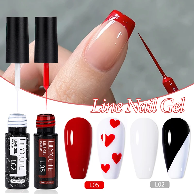 kf-S584baa1742b1401dbf648c247722a0866 LILYCUTE Liner Gel French Nail Gel Polish UV LED Painting Gel Nail Art Design Gorgeous Glitter Color DIY Drawing Gel Varnishes - Image 1