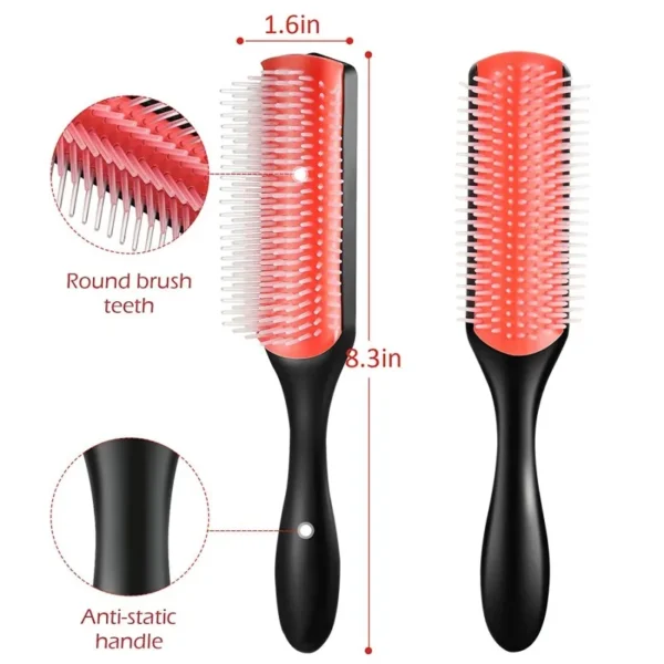 2pc/set Denman brush curly hair 9-Row Detangling Hair Brush Scalp Massager Straight Wet Comb magic demelant Women's hair brush - Image 4
