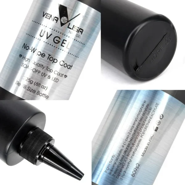 Venalisa Brand 225g Super Quality Nail Art Soak Off UV/LED No Wipe Top Coat Base Coat Without Sticky Layer Tempered TopCoat - Image 4