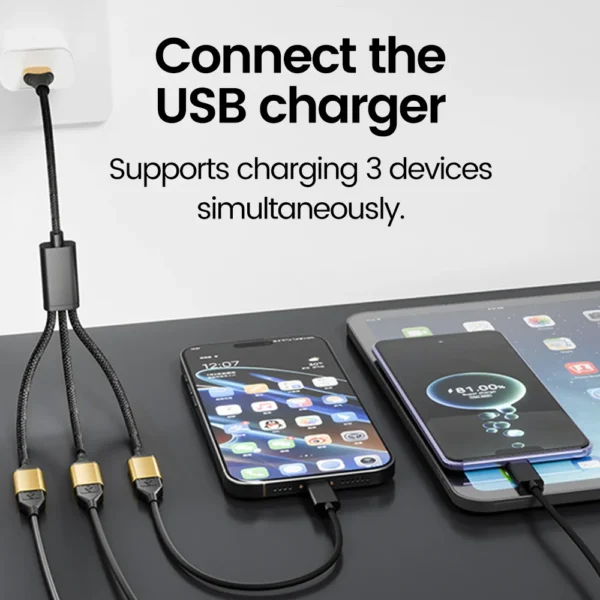 Elough 3 in 1 USB Type C 3.0 to 3 USB C Fast Charging Data Transfer HUB Splitter OTG Converter Laptop Multifunctional Adapter - Image 4