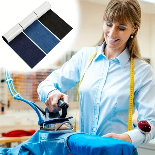 3 /Rolls of Jean Iron-On Patches, 8 x 50 cm Repair Patches, Clothing, Self-Adhesive Iron-On Patches for Children Adults (Dark Bl - Image 6