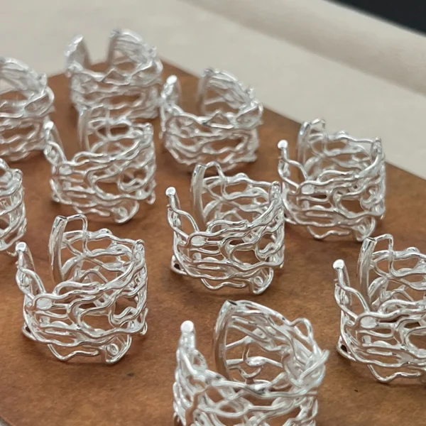 925 Sterling Silver Rings for Women Couple Minimalist Handmade Simple Interline Web Shape Ring Fine Jewelry Gift Prevent Allergy - Image 2