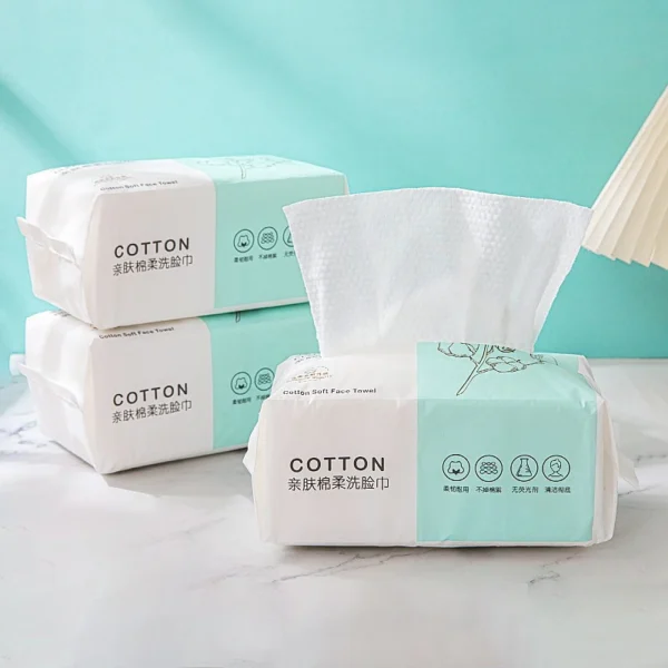 kf-S5b33326158ae42a8976a70b78b0f2cecm 100PCS Natural Disposable Face Towel Travel Facial Cleansing Wet And Dry Makeup Remover Pearl Cotton Soft Makeup Nonwoven Towel - Image 1