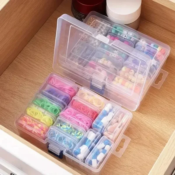 Transparent Plastic Box, Packaging Box, Female Jewelry Portable Handheld Diy Handmade Material Desktop Storage Set Box - Image 5