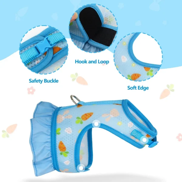 Rabbit Harness with Leash Cute Adjustable Buckle Breathable Mesh Vest Skirt for Bunny Guinea Pig Small Pet Traction Harness Suit - Image 4