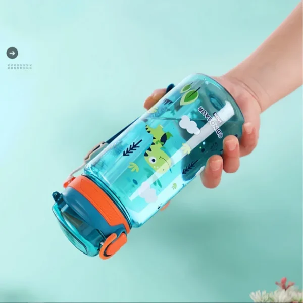 600ml Dinosaur Water Bottle For Kids Water Sippy Cup With Silicone Straw Leakproof Plastic Water Bottles Summer Kids Water Cup - Image 3