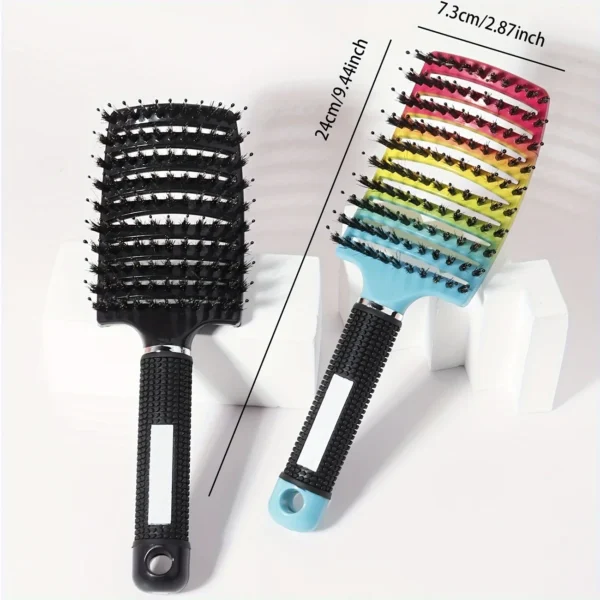 1pc Detangling Brush Bristle & Nylon Detangling Brush with Scalp Massage Comb - Ideal for All Hair Types Includes Cleaning Brush - Image 3