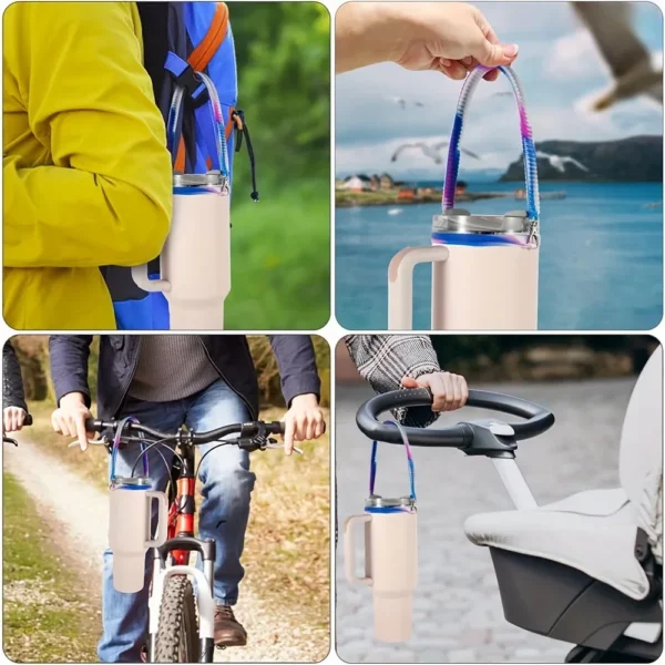 Water Bottle Handle Water Bottle Sling Carrier Holder Strap Soft Durable Silicone for Most 8-40oz Bottles for Cup Accessories - Image 2