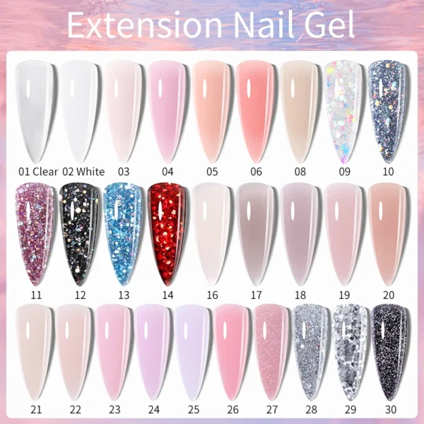 LILYCUTE Shining Nude Pink Quick Extension Gel Nail Polish for Long-lasting UV Hard Gel Nails Acrylic Varnish Extension Nail Gel - Image 2
