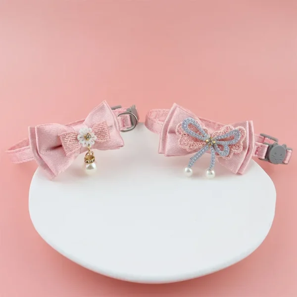 Pet Collar Pink Lace Bow Hanging Bead Cat Choker Bell Dog Cat Supplies Pet Accessories Dog Accessories Dog Cat Products - Image 3
