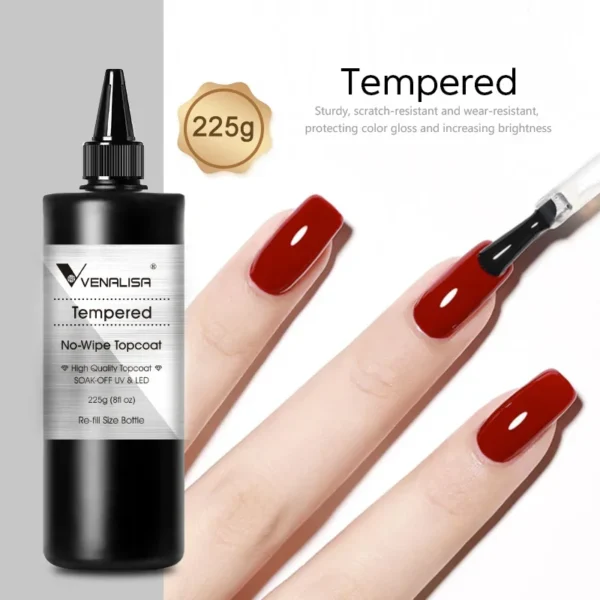 Venalisa Long Wear Tempered Top Coat Reinforce Gel Refill Package Soak Off UVLED Nail Gel Polish Big Volume 225g/30ml Base Gel - Image 6