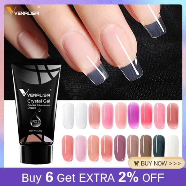 Venalisa Poly Nail Gel 30g Transparent Camouflage Color Fibre Glass UV Construction Gel Soak Off Builder Nail Extend Gum Acrylic - Image 1