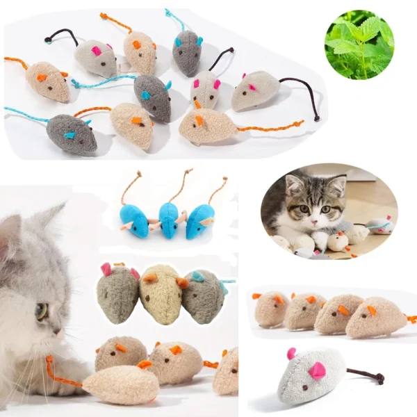 3-200 Pcs Rattle Cat Mouse Toys Also Prefilled Catnip Faux Fur Cat Toys Interactive Cat Game Catnip Toys for Cats Pet Products - Image 1