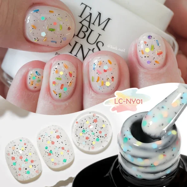 LILYCUTE 7ml Macaron Cream Gel Nail Polish Glitter Sequins Nail Art Hybrid Varnish Semi Permanant Soak Off UV Gel Nail Supplies - Image 1