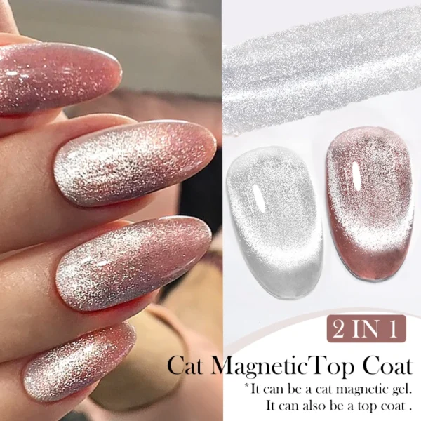 LILYCUTE 7ML 2 IN 1 Sparking Cat Magnetic Gel Top Coat Glitter Snowlight Magnetic Gel Nail Polish Semi Permanent UV Gel Varnish - Image 3