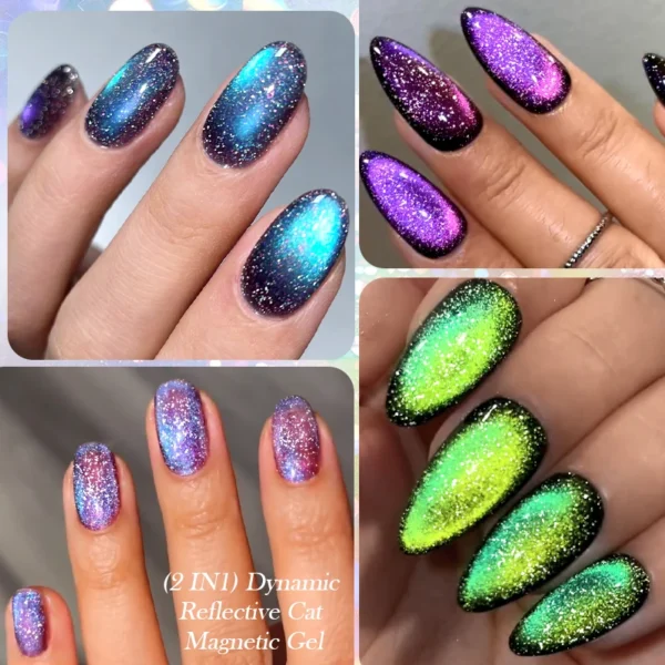 LILYCUTE 7ml Shining Green Blue Cat Magnetic Gel Nail Polish Soak Off Summer Glitter Gel Polish Semi Permanent UV LED Nail Gel - Image 3
