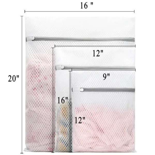 5Pcs Mesh Laundry Bags Durable Honeycomb Mesh Laundry Organizer Bags Reusable Washing Machines Bag - Image 3