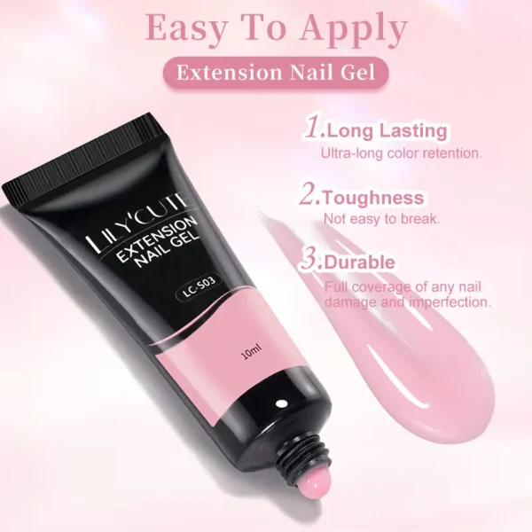 LILYCUTE Nail Extension Gel Bright Pink Semi Permanent UV Hard Gel Nails Finger Prolong White Clear Nude Gel Nail Polish - Image 6