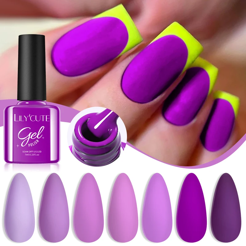 kf-S66ff666d35294afe9c05d35813d6c176G LILYCUTE 7ml Fruit Purple Green Color Gel Nail Polish Soak Off 2025 New Whitening Guava Grape Series Nail Gel Varnish Supplies - Image 1