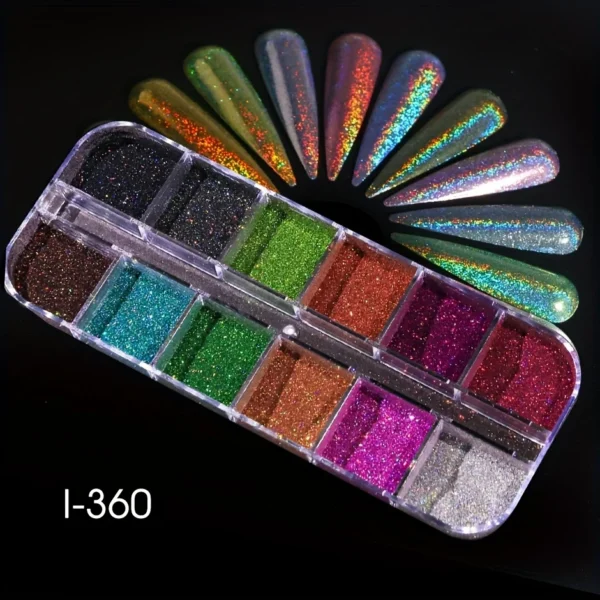 Holographic Powder Set Holo Silver Rub Dust Black Pink Chrome Nail Glitter Powder Laser Pigment For Nail DIY Manicure - Image 2