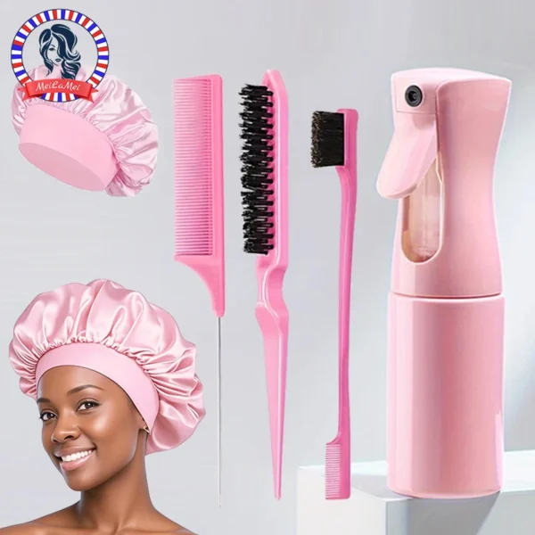 5pcs Hair Styling Set: Includes Hair Spray Bottle, Sleeping Rat Tail Comb, Sectioning Comb, and Edge Brush Hair Cap Salon - Image 7