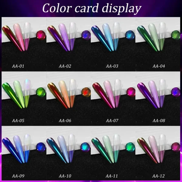 Magic Mirror Powder Chameleon Polarizing Nail Glitter High-Light Diamond Holographic Nail Art Pigments DIY UV Gel Manicure Dust - Image 3