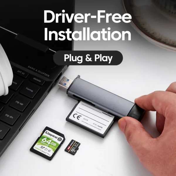 5-in-1 Multifunction USB TYPE-C Card Reader External Storage Black Stretch for Memory Stick USB 2.0 Mini SD TF CF Card Reader - Image 4