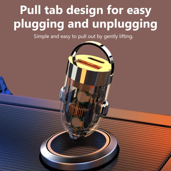 120W USB+Type C Car Charger PD20W USB C Mini Pull Ring Car Phone Adapters For Iphone 16 15 Samsung HUAWEI XiaomiMobile phone - Image 2