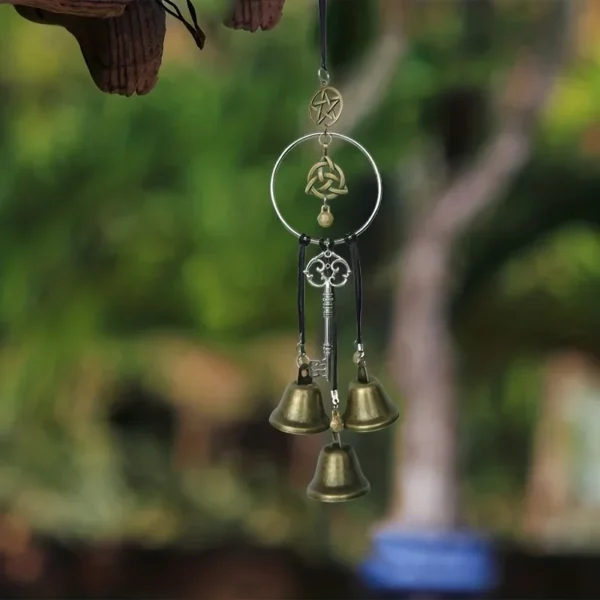 1pc witch bell doorknob hanging decorative wicker wind chime home decoration - Image 4