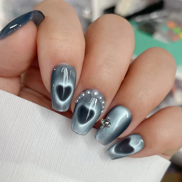 4pcs Nail Art Magnet Set With Iron Wire Cat's Eye Magnetic Rod Strong Heart-Shaped Magnet Cat's Eye Polishing Effect Nail Tools - Image 4