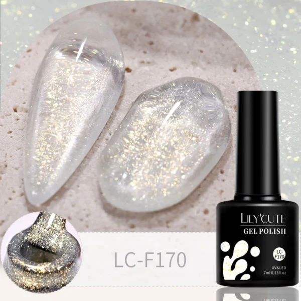 LILYCUTE 7ML Glitter Gel Nail Polish Sparkling Semi Permanent UV Gel Colorful Shinning Gel Varnish Nail Art Soak Off UV LED Gel - Image 4