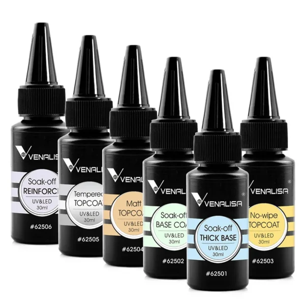 Venalisa Refillment 30ml TPO FREE Nail Art Soak Off UV/LED No Wipe Top Coat Base Coat Builder Nail Gel Matt Tempered TopCoat - Image 6