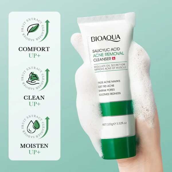 BIOAQUA Salicylic Acid Facial Cleanser Acne Treatment Moisturizing Oil Control skincare Face Wash Foam Face Cleanser Skin Care - Image 3