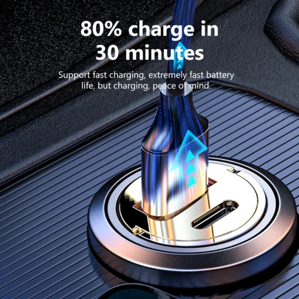 120W USB+Type C Car Charger PD20W USB C Mini Pull Ring Car Phone Adapters For Iphone 16 15 Samsung HUAWEI XiaomiMobile phone - Image 4