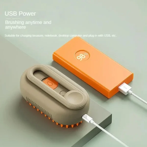 Steamy Dog Brush Electric Spray Cat Hair Brush 3 in1 Dog Steamer Brush for Massage Pet Grooming Removing Tangled and Loose Hair - Image 5