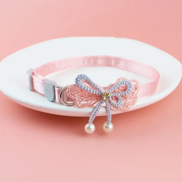 Pet Collar Pink Lace Bow Hanging Bead Cat Choker Bell Dog Cat Supplies Pet Accessories Dog Accessories Dog Cat Products - Image 4