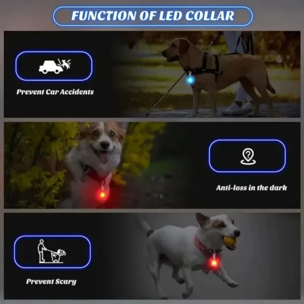 LED Pet Pendant Collar Waterproof Dog Collar Light for Outdoor Walking Safety Silicone LED Dog Collar - Image 5