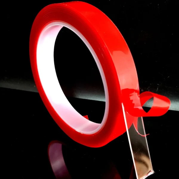 2pc Ultra Thin Transparent Red Film Double Sided Tape With HighTemperature Resistance No Marks Waterproof Adhesion Strong Adhes - Image 3