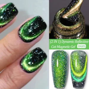 LILYCUTE 7ml Shining Green Blue Cat Magnetic Gel Nail Polish Soak Off Summer Glitter Gel Polish Semi Permanent UV LED Nail Gel