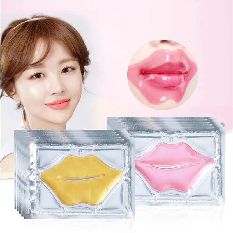 kf-S71f3b66604a24f0d80155f2d202787baZ 5/10/20/30pcs Pink Gold Crystal Collagen Lip Mask Plump Lips Moisturizing Nourishing Lip Patches Lips Plumper Skin Care Products - Image 1