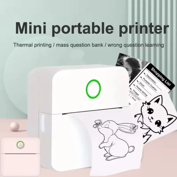 kf-S72654ae7616641a9863b1a27544417813 Mini Portabl Printer Inkless Sticker Maker, Free Cut Small Pocket Printer, Portable Thermal Printer for Photo Journal Notes Memo - Image 1