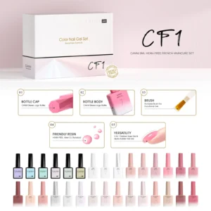 6pcs/kit CANNI TPO FREE HEMA FREE Gel Nail Polish Kit CF1 Rubber Base Gel UV Construction Gel Nail Semi Transparent Color Kit