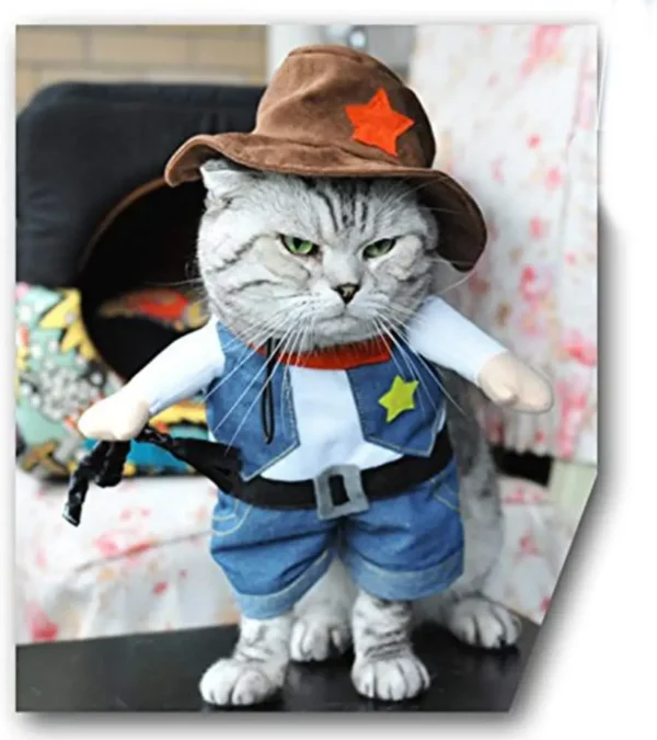 Funny Pet Dog Cat Halloween Costume Dog Cowboy Clothes Pet Dog Costumes for Small Dogs Cosplay Cat Accessories - Image 3