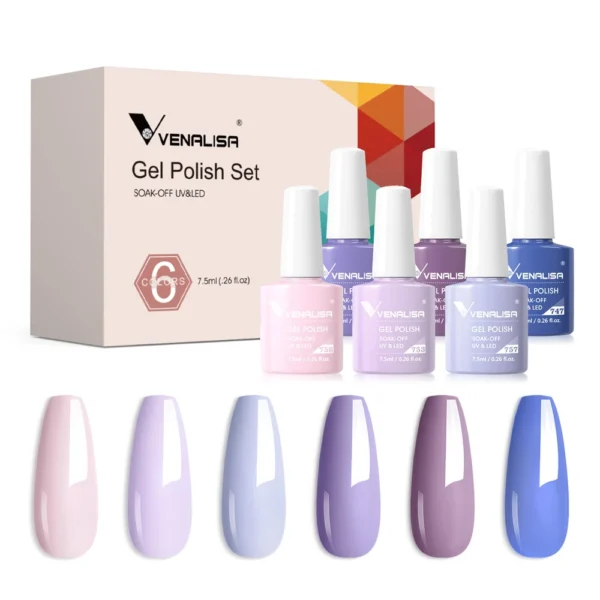Venalisa Nail Gel Polish Kit HEMA TPO FREE Nude Pink Color Collection Self Leveling Full Coverage Nail Manicure Set 6Pcs Kit - Image 3