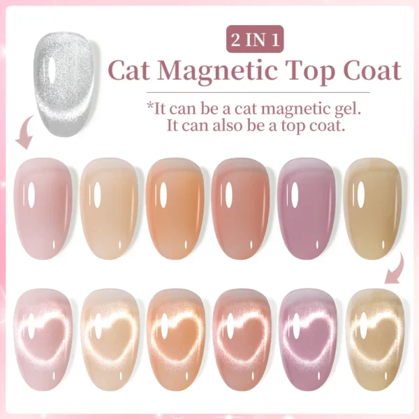 LILYCUTE 7ML 2 IN 1 Sparking Cat Magnetic Gel Top Coat Glitter Snowlight Magnetic Gel Nail Polish Semi Permanent UV Gel Varnish - Image 2