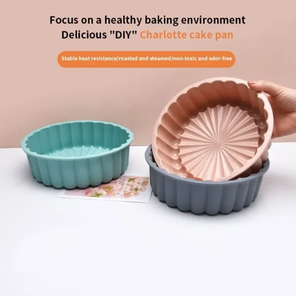 1PC Silicone Cake Pan Multi-Functional Round High Temperature Resistant DIY Baking Mold - Image 2