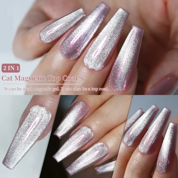 LILYCUTE 7ML 2 IN 1 Sparking Cat Magnetic Gel Top Coat Glitter Snowlight Magnetic Gel Nail Polish Semi Permanent UV Gel Varnish - Image 4